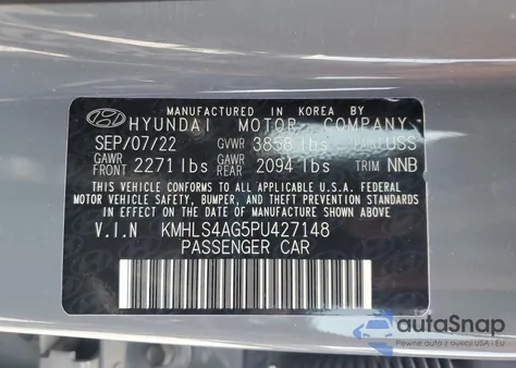 2023 Hyundai Elantra Sel z USA, uszkodzony, nr VIN KMHLS4AG5PU427148